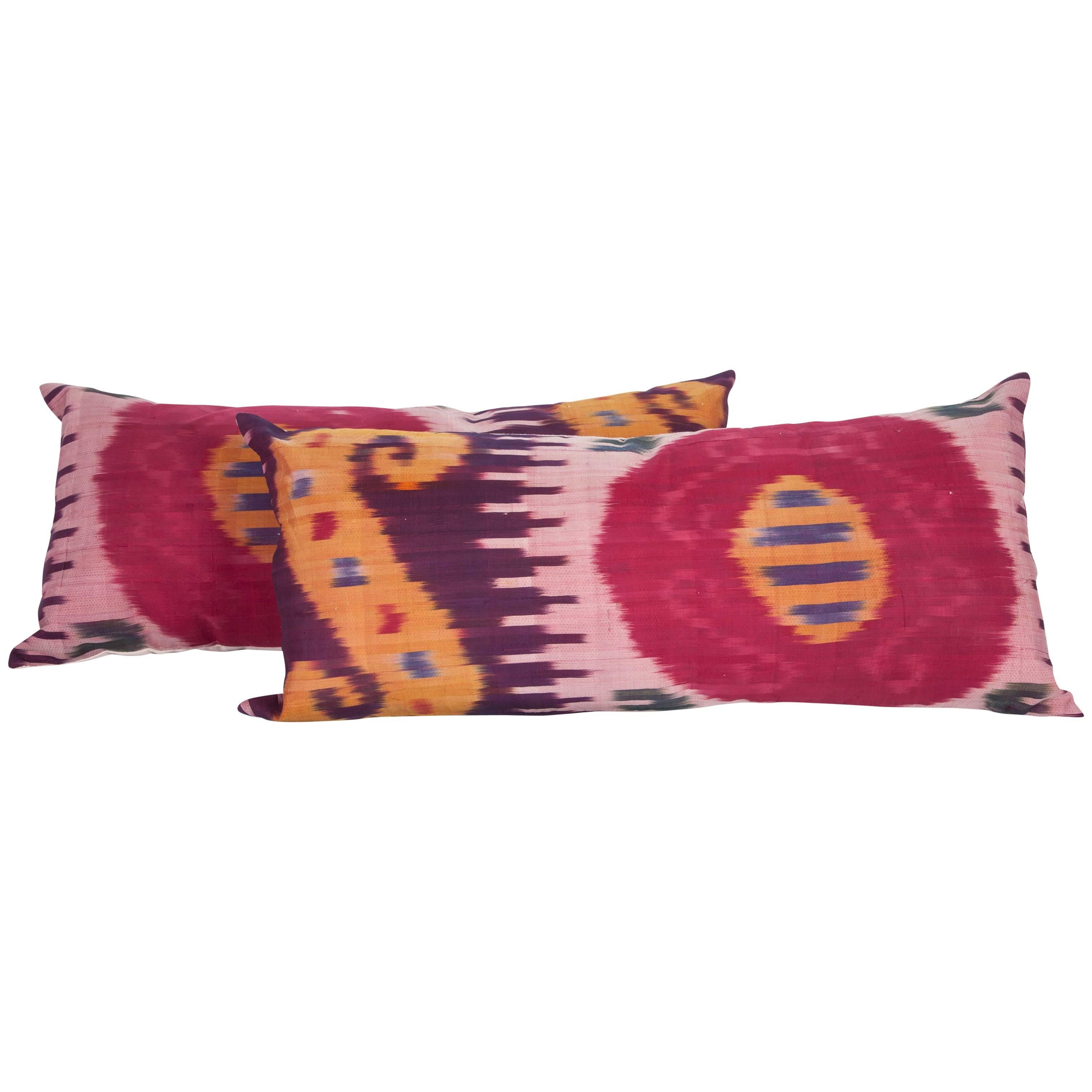 Antique Ikat Pillow Cases Fashioned from an Early 20th Century Uzbek Ikat