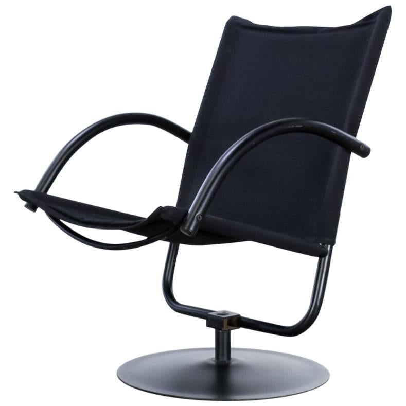Design Swivel Chair Black Canvas Fabric Attributed to Mazairac & Boonzaaier For Sale