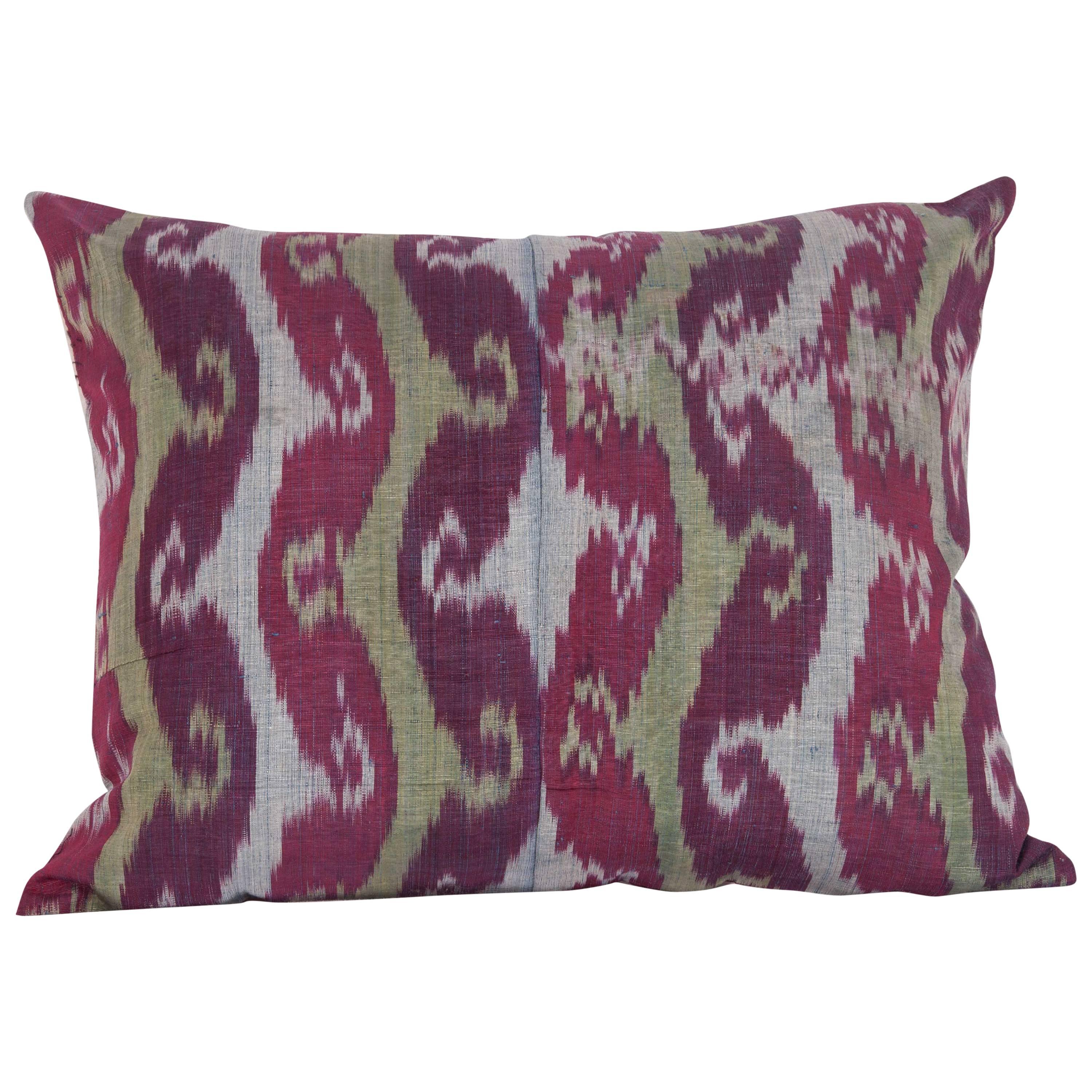 Antique Ikat Pillow Case Fashioned from a Late 19th Century Tajik Ikat