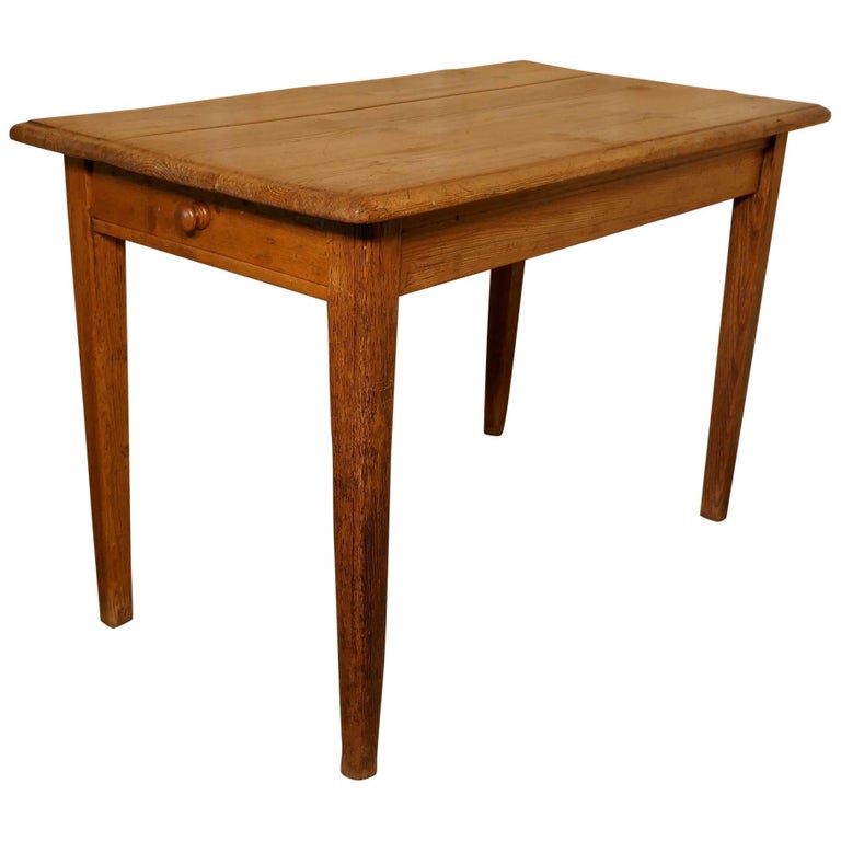 Victorian Planked Top Farmhouse Kitchen Pine Table at 1stDibs