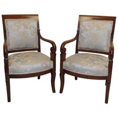 Pair of Charles X Walnut Fauteuils, French, circa 1830