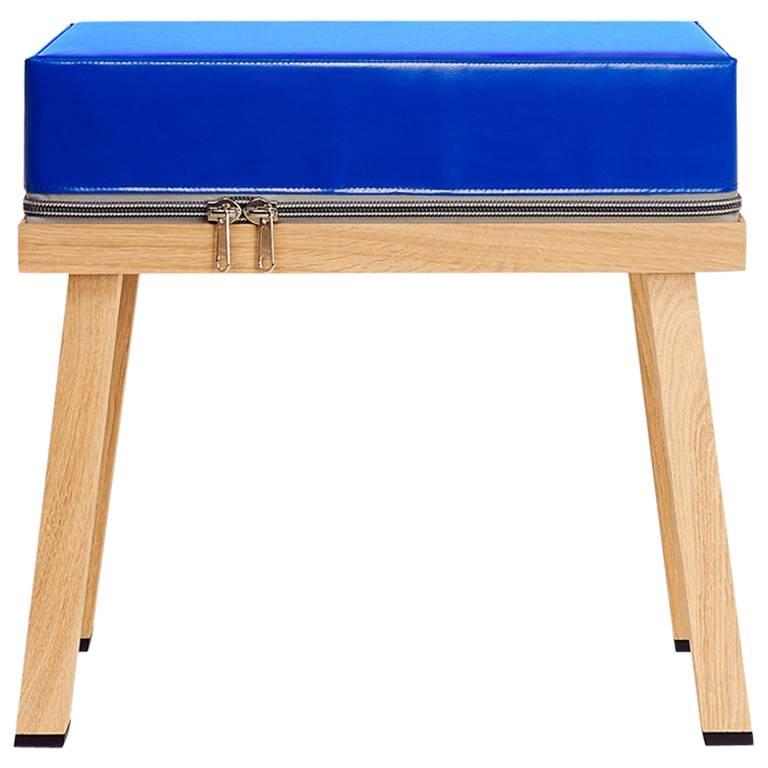Visser and Meijwaard Truecolors Stool in Blue PVC Cloth with Zipper For Sale