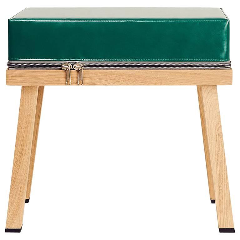 Visser and Meijwaard Truecolors Stool in Green PVC Cloth with Zipper For Sale