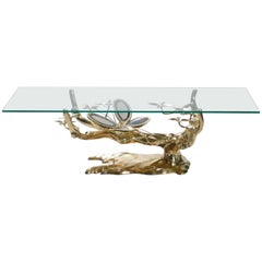 Willy Daro Brass and Agate Coffee Table, 1970s