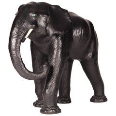 Mid-Century Modern Leather Crafted Elephant for Shop Display