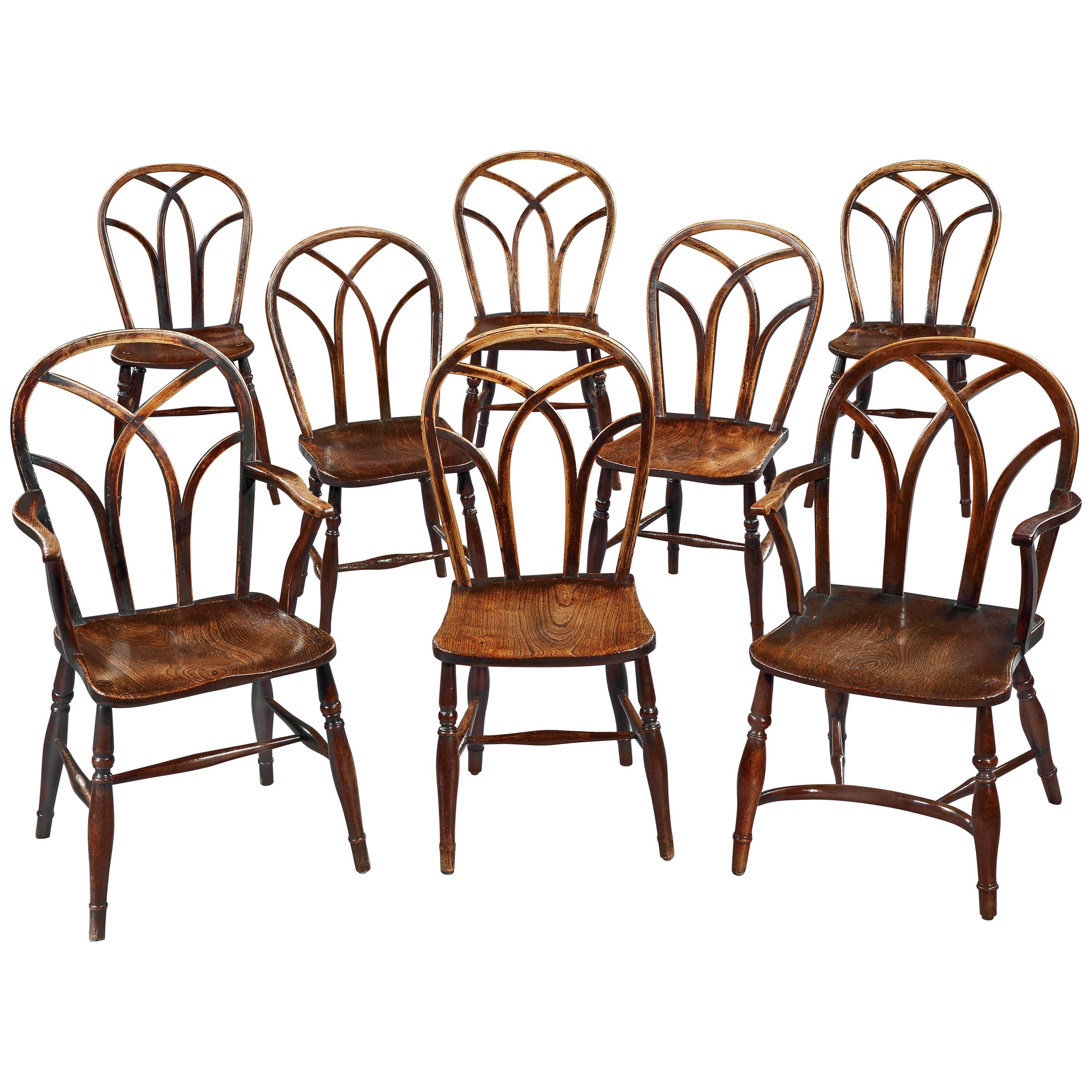 Harlequin Set of Eight Gothic "Lace Back" Windsor Dining Chairs For Sale