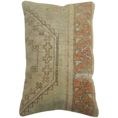 Vintage Lumbar Turkish Oushak Rug Pillow