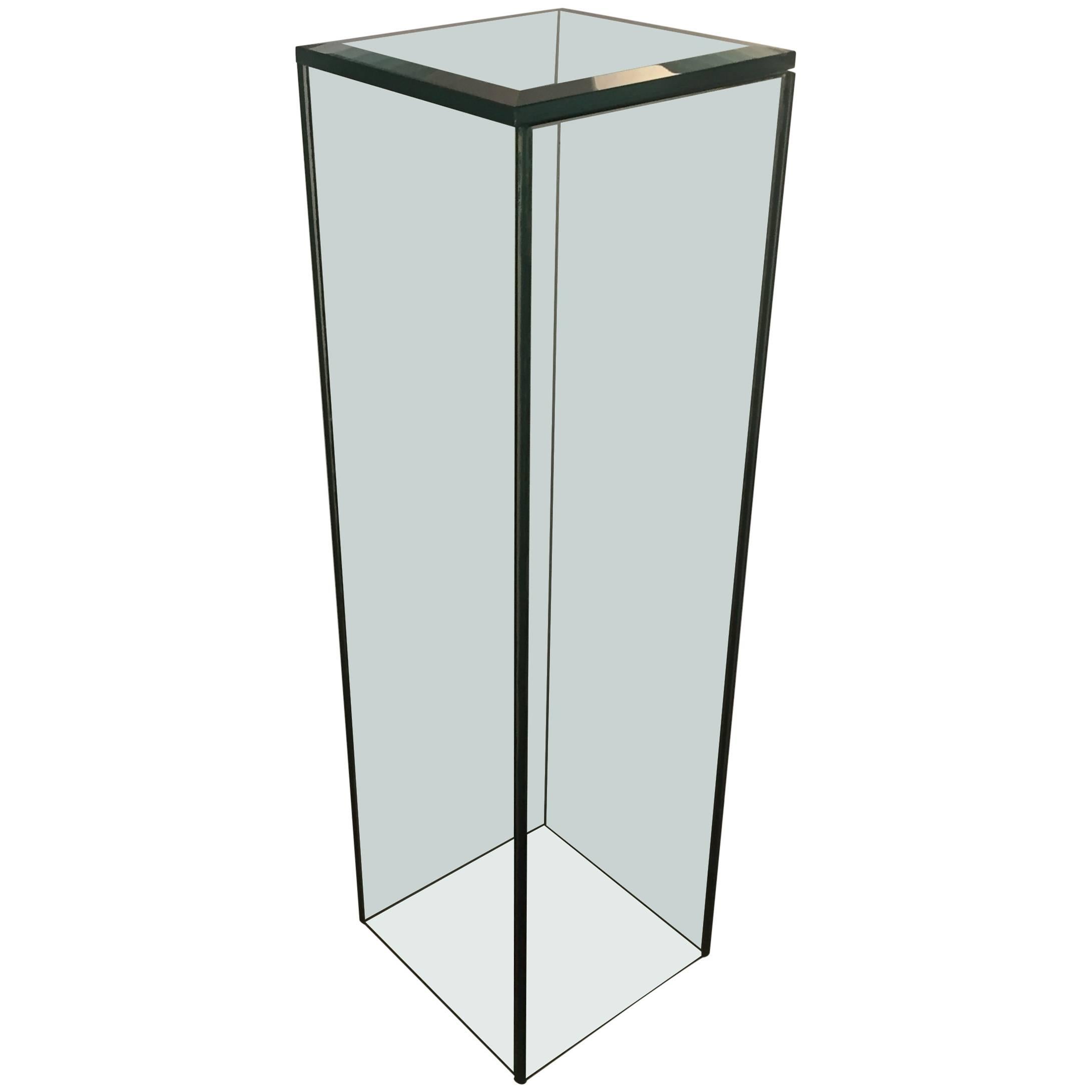 Stunning Custom Glass Square Tall Pedestal at 1stdibs
