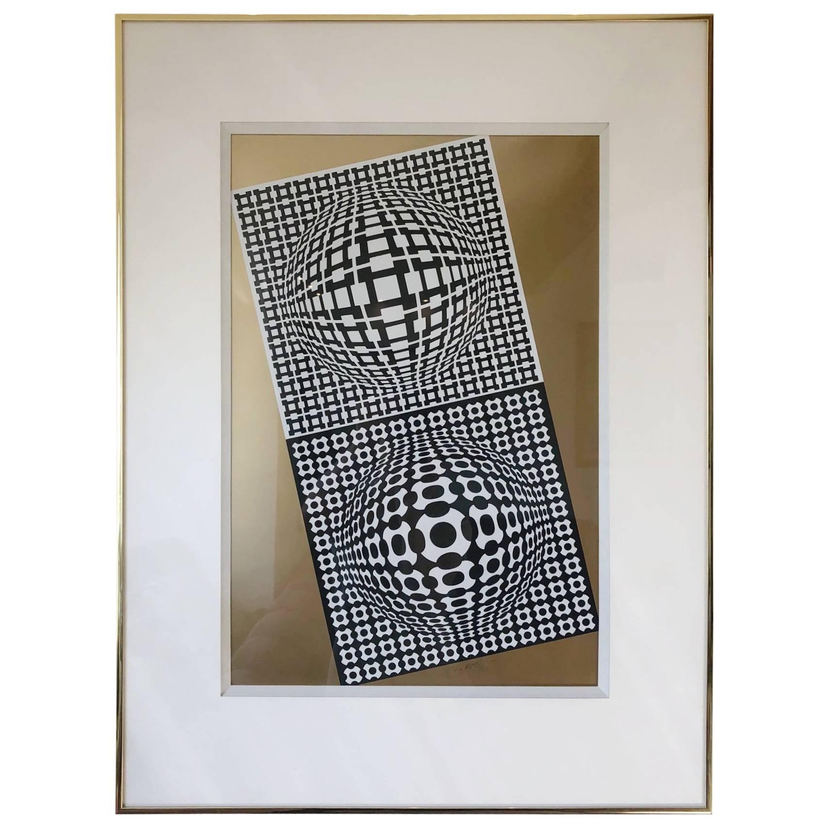 Victor Vasarely "Violon" Screenprint, Dated 1982, Signed and Numbered