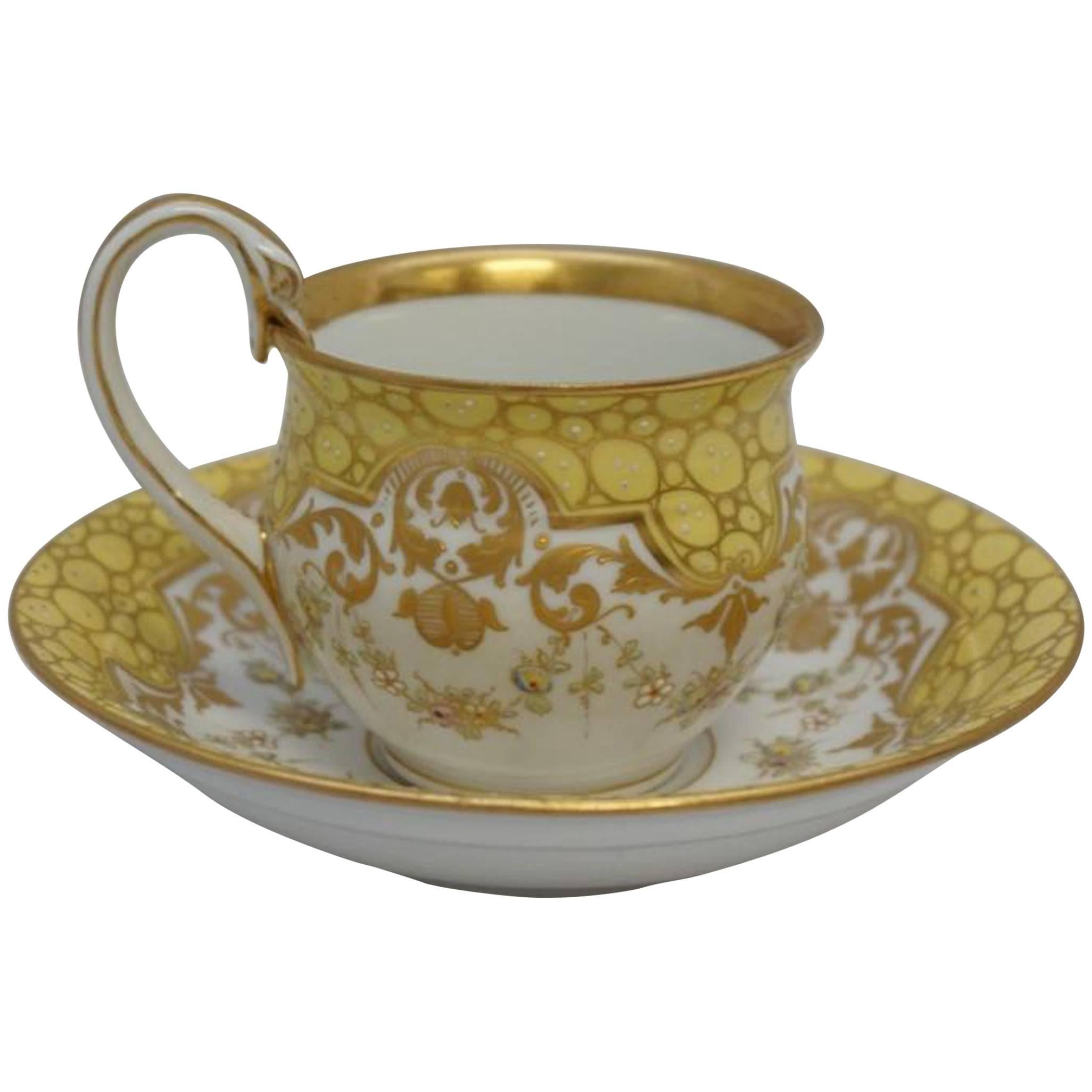 Meissen Porcelain Swan Handle Teacup and Saucer For Sale at 1stDibs