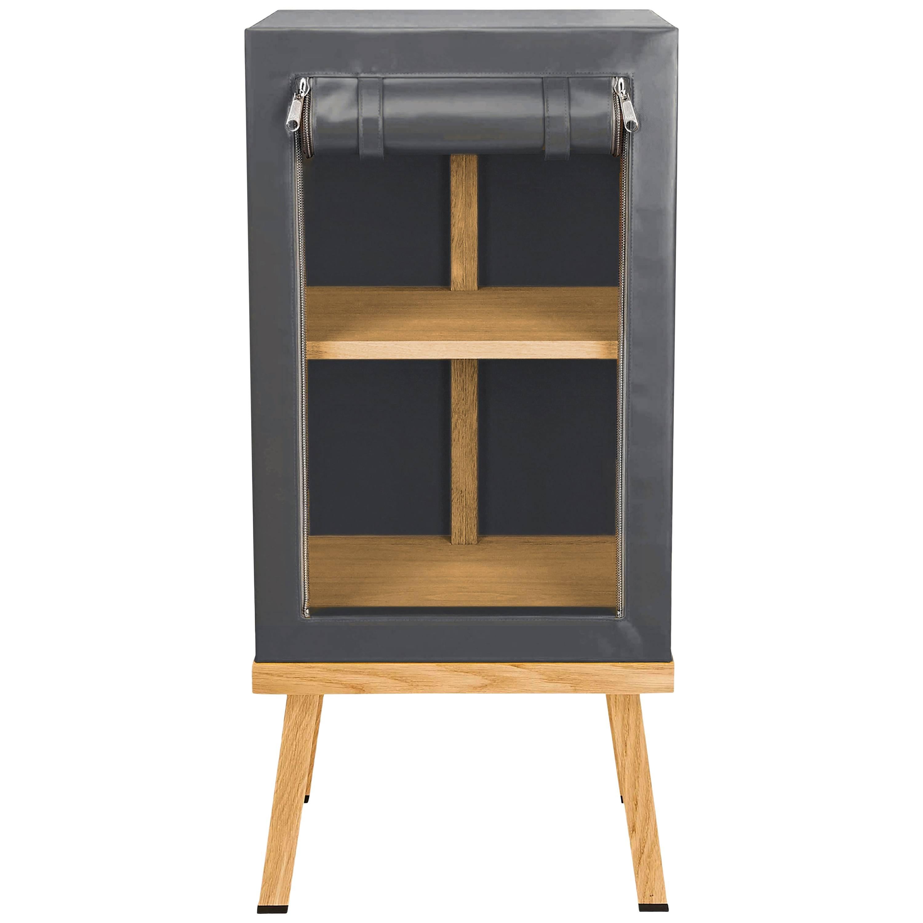 Visser and Meijwaard Truecolors Side Cabinet in Dark Grey PVC Cloth with Zipper For Sale