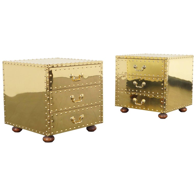 Vintage Brass Nightstands by Sarreid at 1stDibs