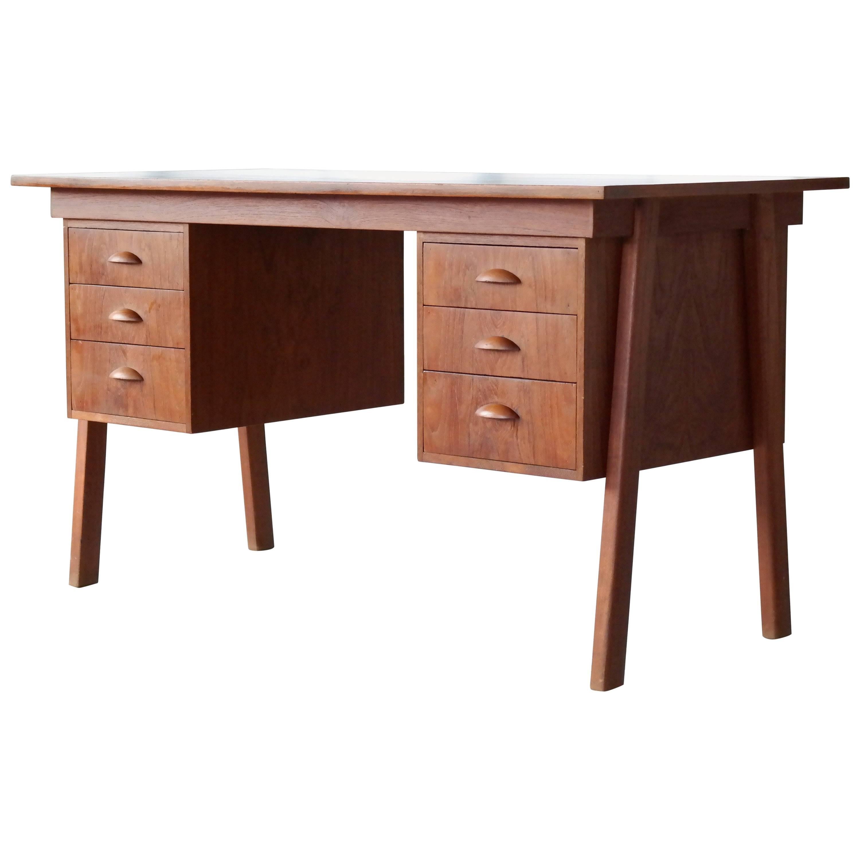 Danish Midcentury Small Executive Teak Desk Attributed to Kai Kristiansen