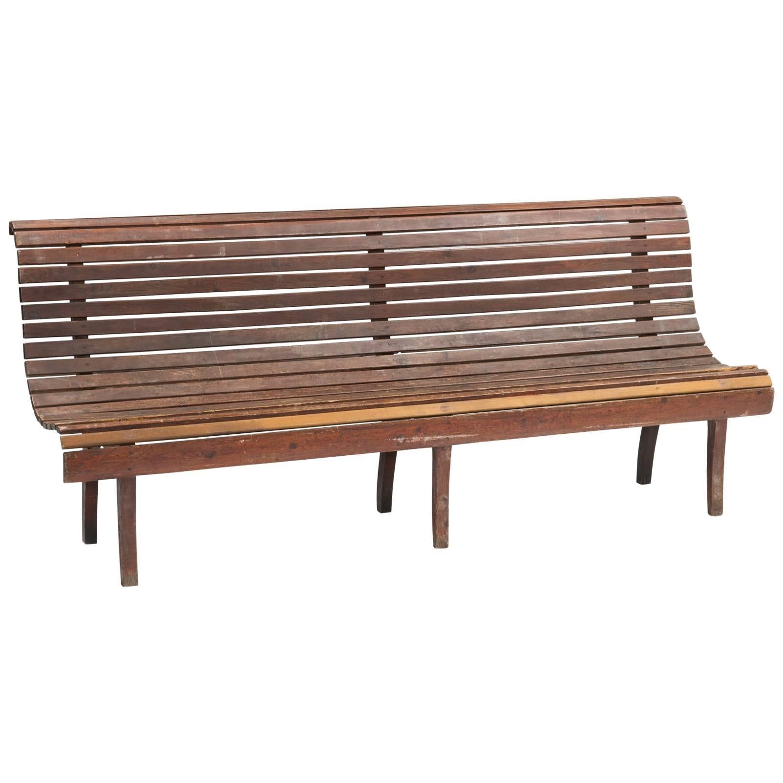 Slatted Wooden Bench, circa 1930
