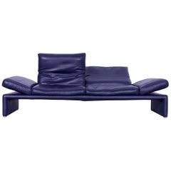 Koinor Raoul Designer Sofa Purple Eggplant Colored Leather Modern Minimalistic