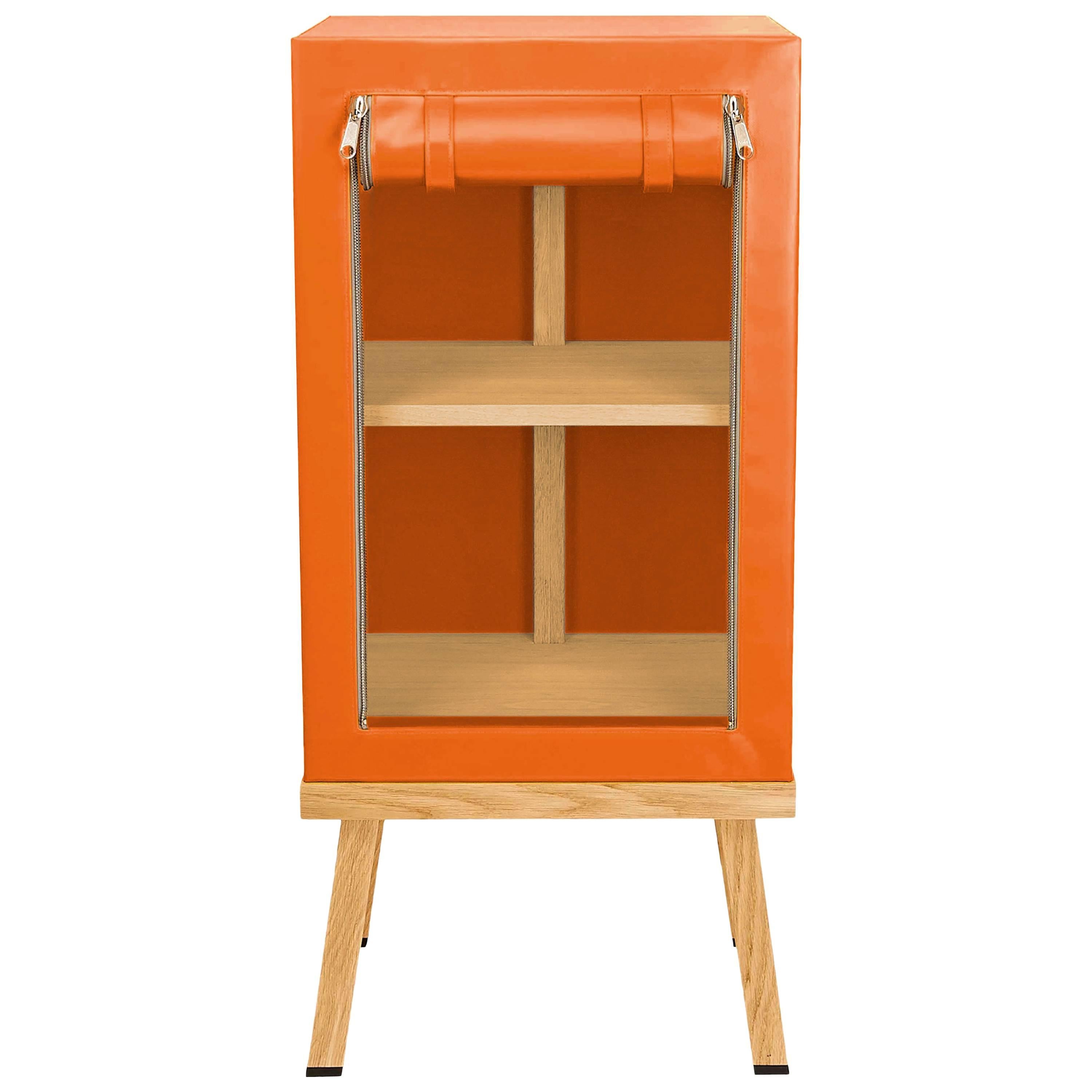 Visser and Meijwaard Truecolors Side Cabinet in Orange PVC Cloth with Zipper For Sale