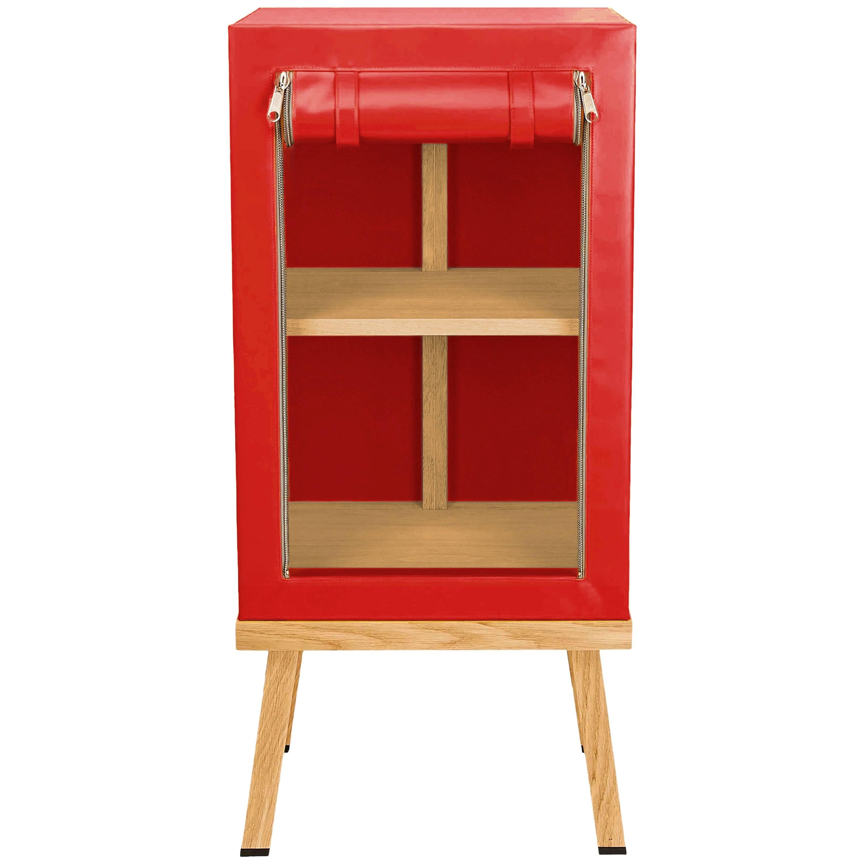 Visser and Meijwaard Truecolors Side Cabinet in Red PVC Cloth with Zipper For Sale