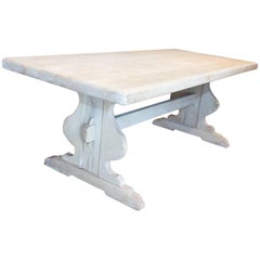 Antique Belgian Oak Table in Whitewash Finish