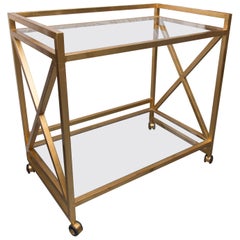 Gilt Metal Trolley with Glass Insets