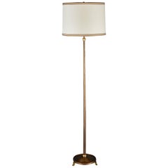 Exquisite Bronze Floor Lamp with Fluted Tapered Shaft, France, 1950s