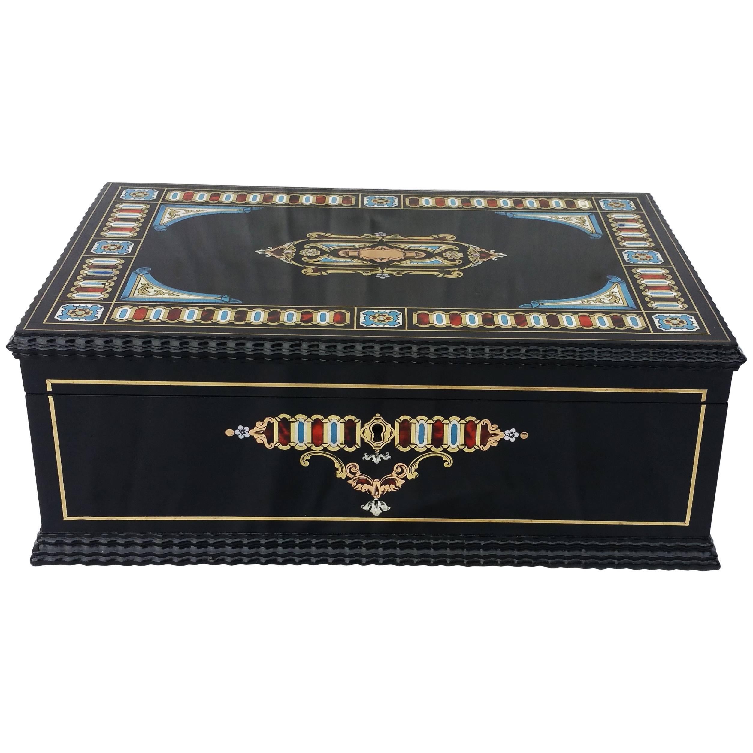 Napoleon III Boulle Marquetry Jewelry Box in Five Noble Materials