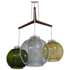 1950s Orrefors Multicolored Glass Pendant Chandelier by Carl Fagerlund, Sweden