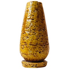 Midcentury Yellow Chamotte Pottery Vase by Gunnar Nylund for Rörstrand, 1940s