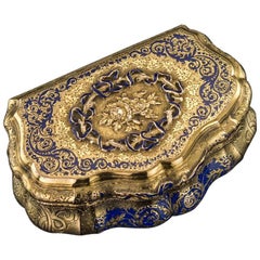 German 14-Karat Solid Gold & Enamel Snuff Box, Weishaupt & Sohne, circa 1850