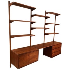 Vintage Barzilay Three-Bay Floating Wall Unit in Walnut