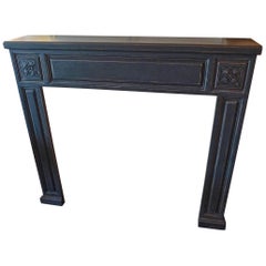 French 19th Hand-Carved Hand-Painted Wood Fire Mantle