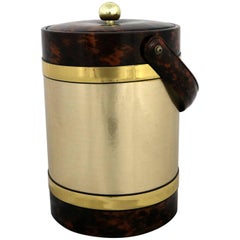 Georges Briard Ice Bucket Gold and Faux Tortoiseshell Vinyl, Mid-Century Modern