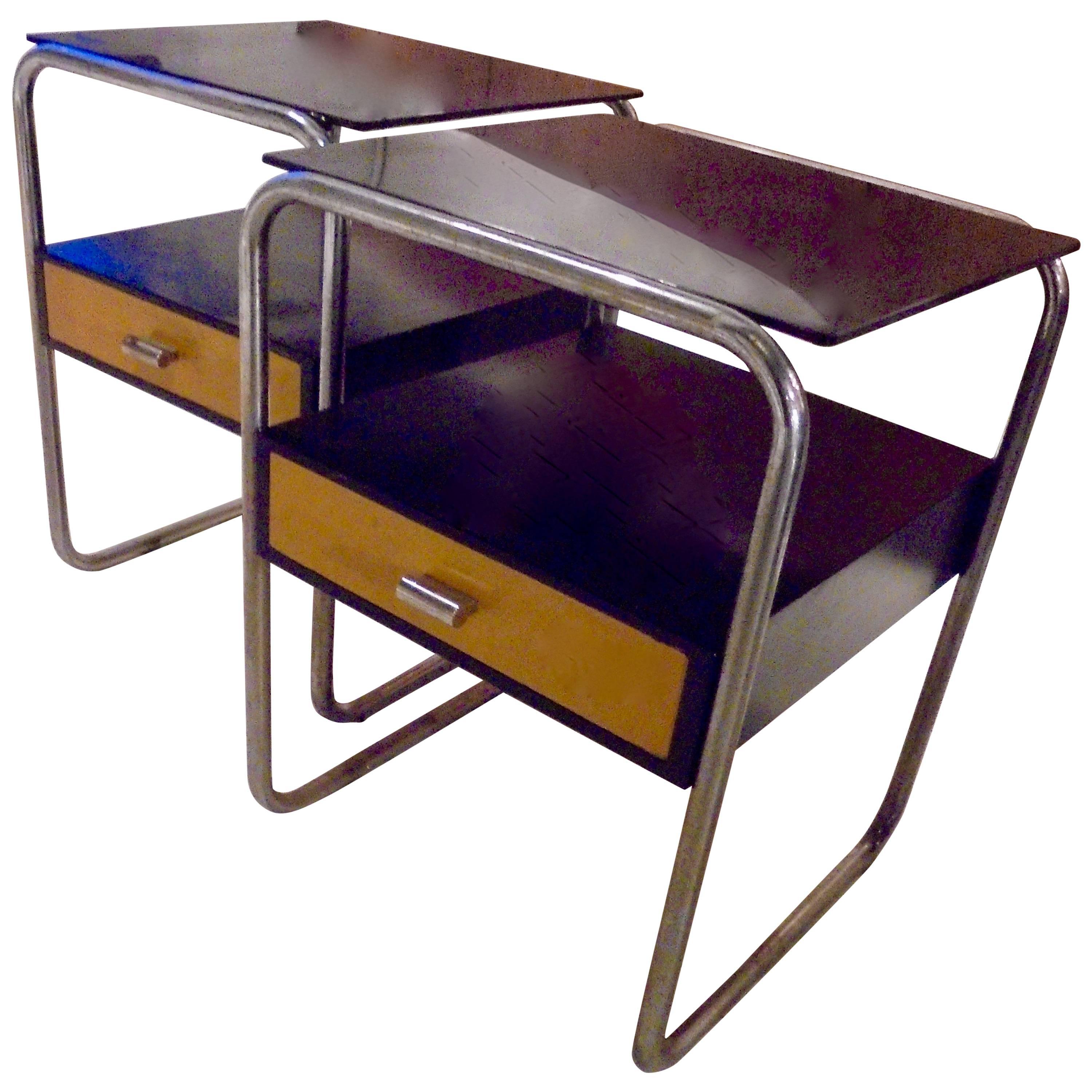 Pair of Modernist Bauhaus Side Tables