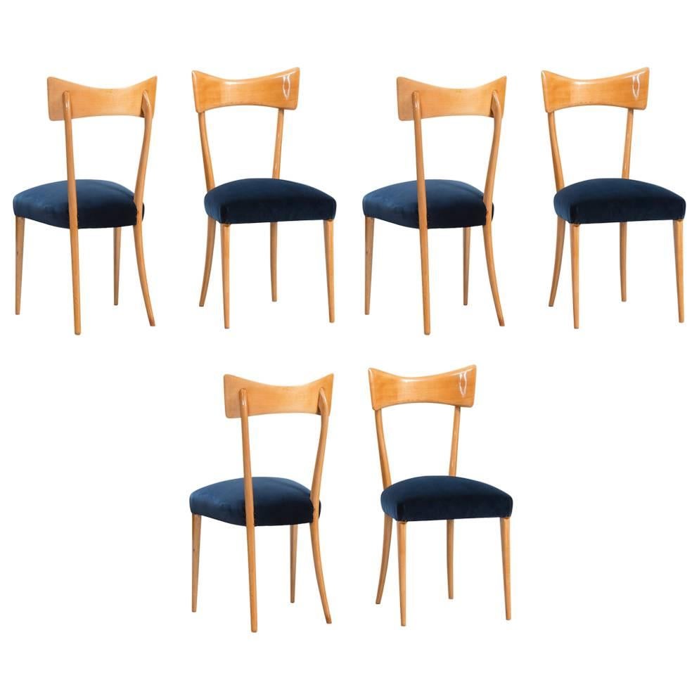 Italian Dining Chairs in the Style of Ico Parisi, Set of Six For Sale