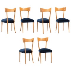 Italian Dining Chairs in the Style of Ico Parisi, Set of Six