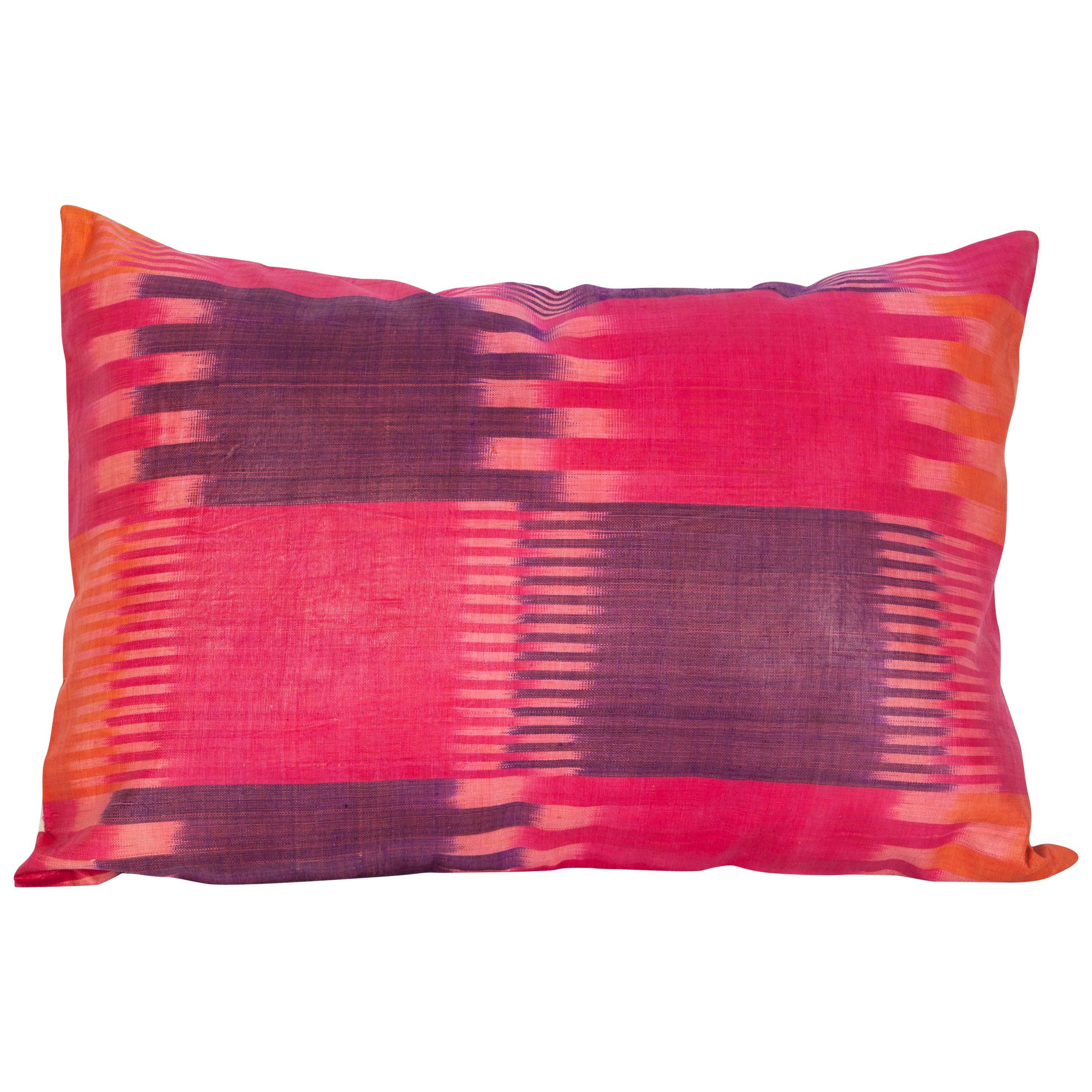 Antique Ikat Pillow Case Fashioned from an Early 20th Century Uzbek Ikat For Sale