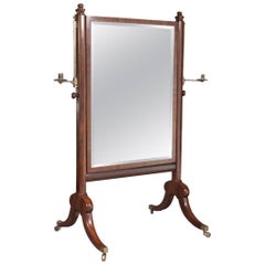 Antique Grand Sized 19th Century George IV Period Mahogany Cheval Mirror