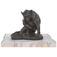 Antique Maurice Roger Marx, Sitting Monkey, French School, circa 1920