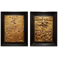 Pair of Carved Oak Gilt Panels, Flanders Late 16th Century