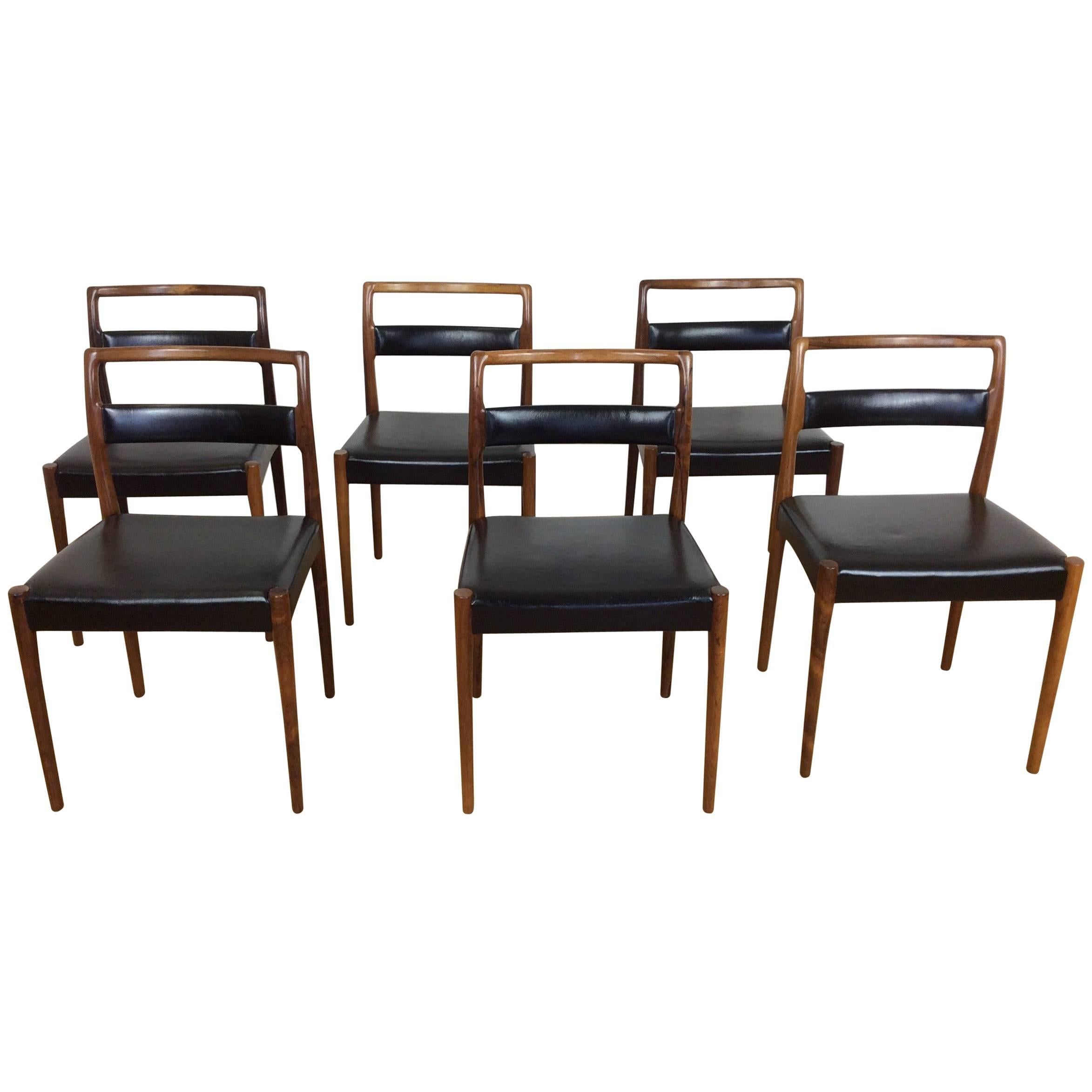 Midcentury Rosewood Dining Chairs, Set of Six For Sale