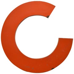 1950s Orange Metal Vintage French Letter Citroën Sign