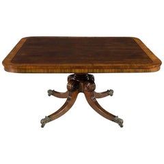 Late George III Period Mahogany and Satinwood Inlaid Pedestal Dining Table Late George III Period Mahogany and Satinwood Inlaid Pedestal Dining Table