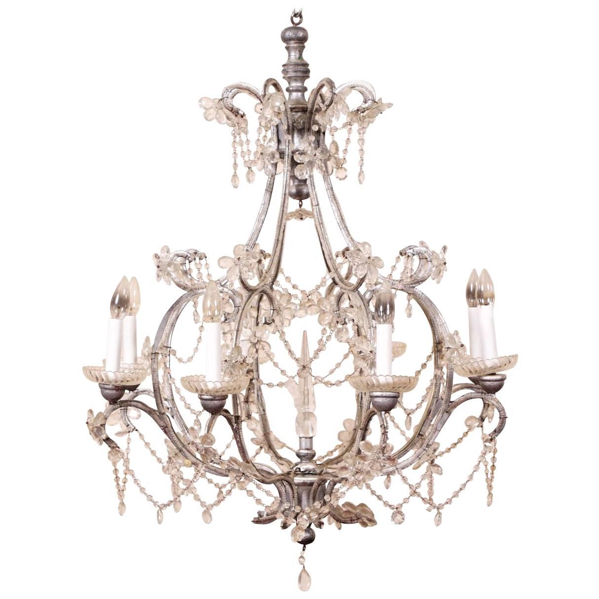Large Crystal Eight-Light Chandelier
