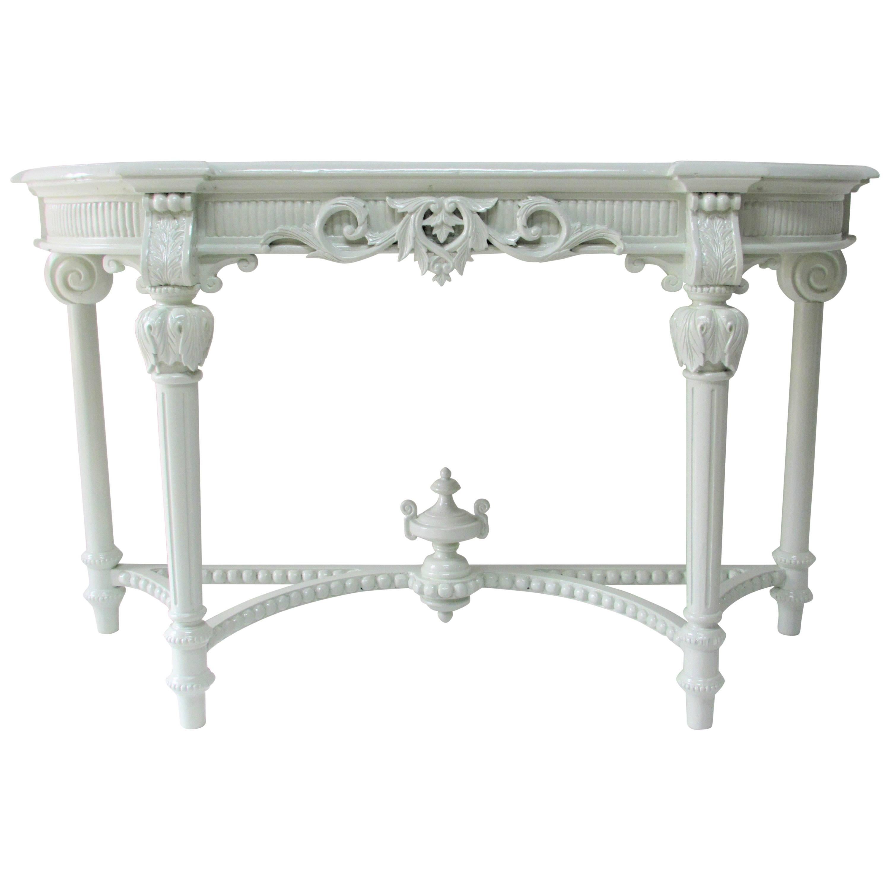 French Louis XV Style Lacquered Console Table For Sale
