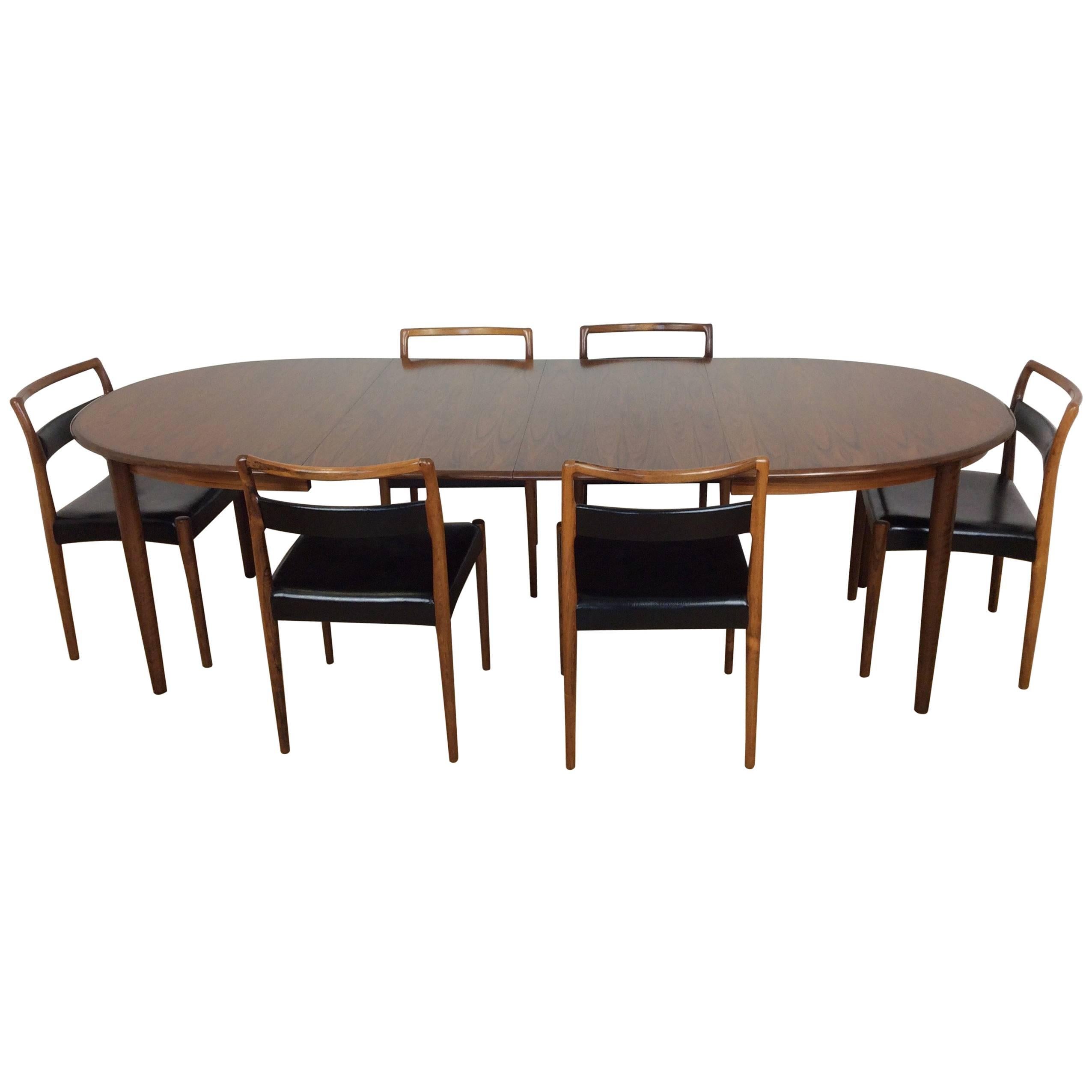 Midcentury Dining Table and Six Chairs