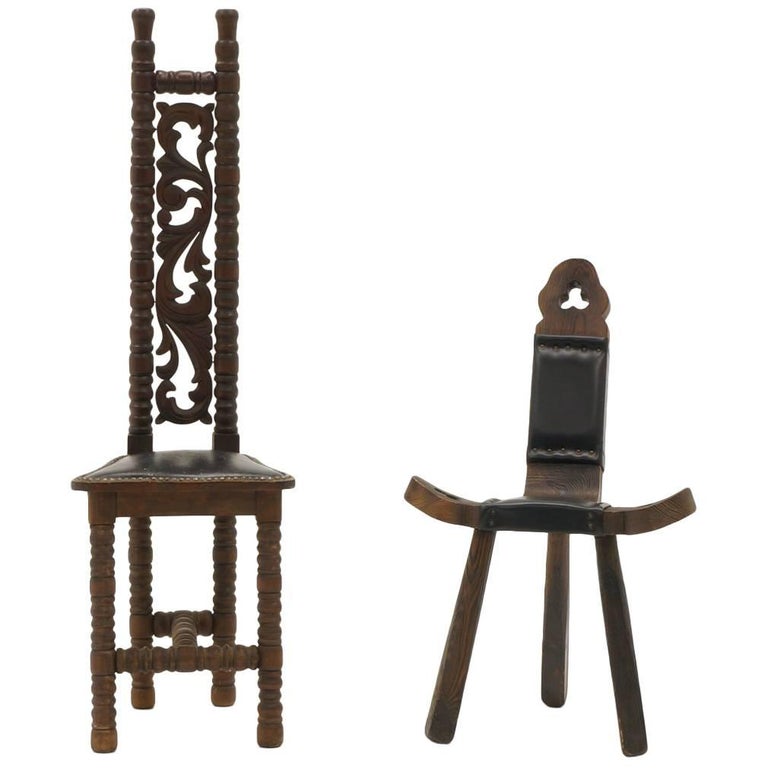 Pair of Moroccan / African Teak Accent Chairs, Unusual Sculptural Design at 1stDibs