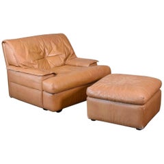 Pace Collection 'Monique' Leather Chair and Ottoman