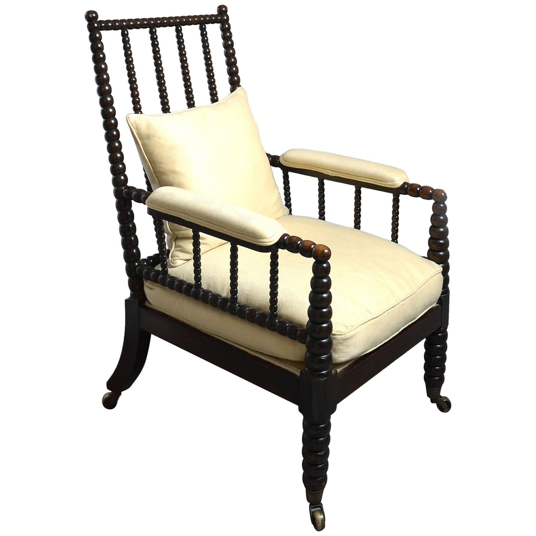 19th Century Bobbin Turned Ebonized Spindle Armchair