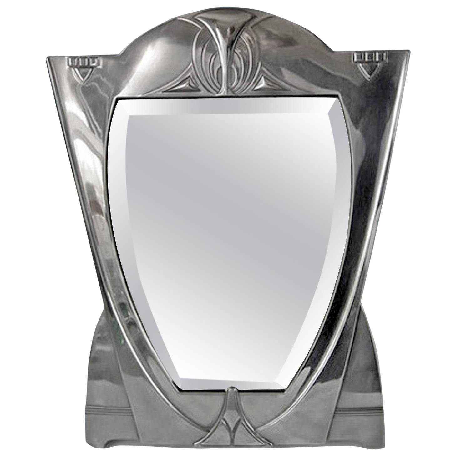 WMF Art Nouveau Jugendstil Secessionist Large Silver Plate Mirror, Germany