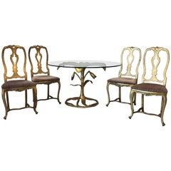 1980s Arthur Court Lily Dining Table and Chair Set, Set of Five