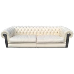 Fendi Casa Albino Tufted Leather Sofa in Chesterfield Style
